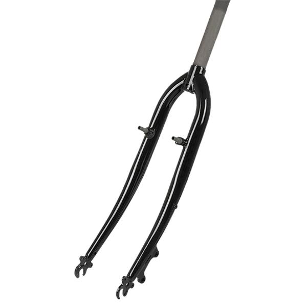 Fourche VTC En Acier Fileté 1 1/8" - Noir, Compatible Freins V-Brake Et Disque (IS)
