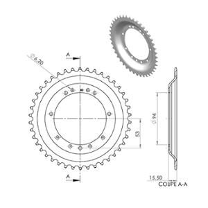 COURONNE CYCLO 22 ADAPT. 103 RAYONS 42DTS (D94) 11 TROUS