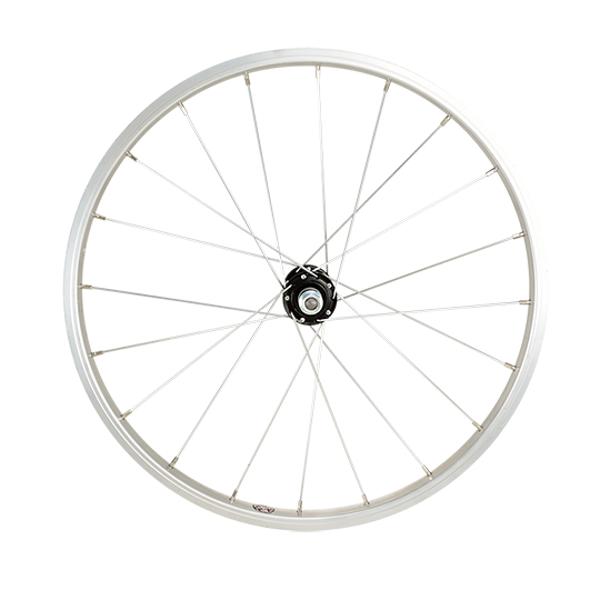 ROUE VTT 20" AV ECROU AXE PLEIN JANTE ARGENT MACH1 M110. MOYEU ALU 28T