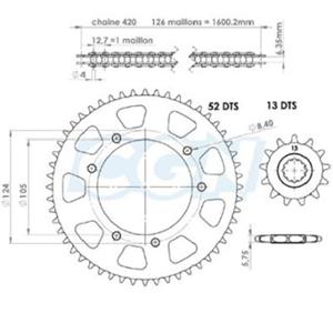 KIT CADENA TEKNIX ADAPTADOR XP6 S/T 2002-> 420 (13X52) D105 / FIX 3X2