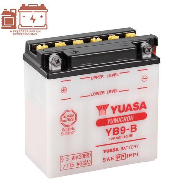 BATTERIE YB9-B YUASA 12V9AH YUMICRON LG137 L76 H140 (SANS ACIDE)