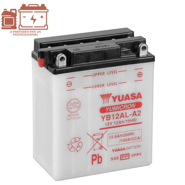 BATTERIE YB12AL-A2 YUASA 12V12AH YUMICRON L133 L80 H160 (SANS ACIDE)