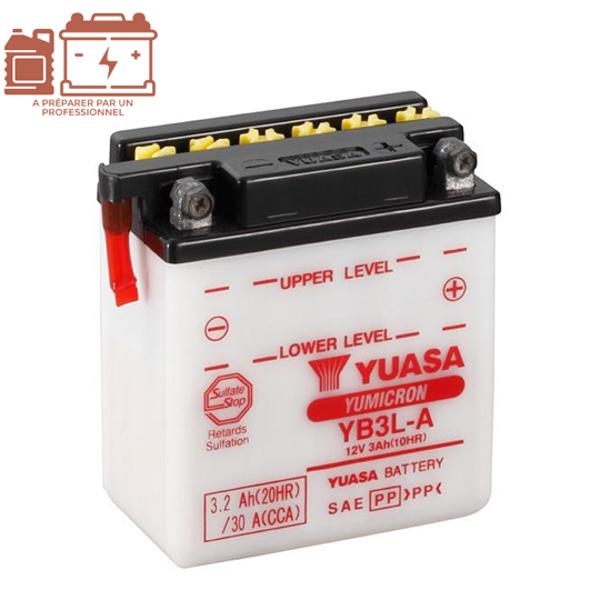 BATTERIE YB3L-A YUASA 12V3AH YUMICRON LG99 L57 H111 (SANS ACIDE)