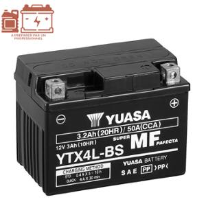 BATTERIE YTX4L-BS YUASA 12V3AH SANS ENTRETIEN (AVEC ACIDE)