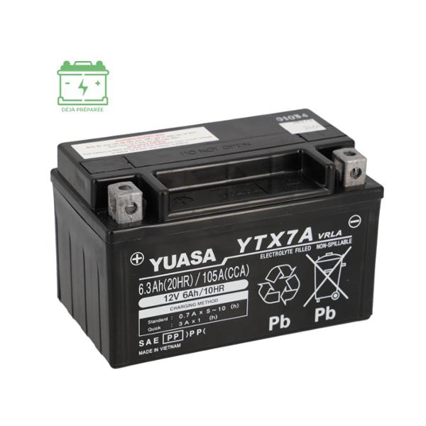BATTERY YTX7A YUASA 12V6Ah  -  NO MAINTENANCE - AGM FACTORY ACTIVATED