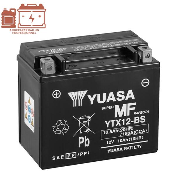 BATTERY YTX12-BS YUASA 12V10Ah - NO MAINTENANCE - WITH ACID