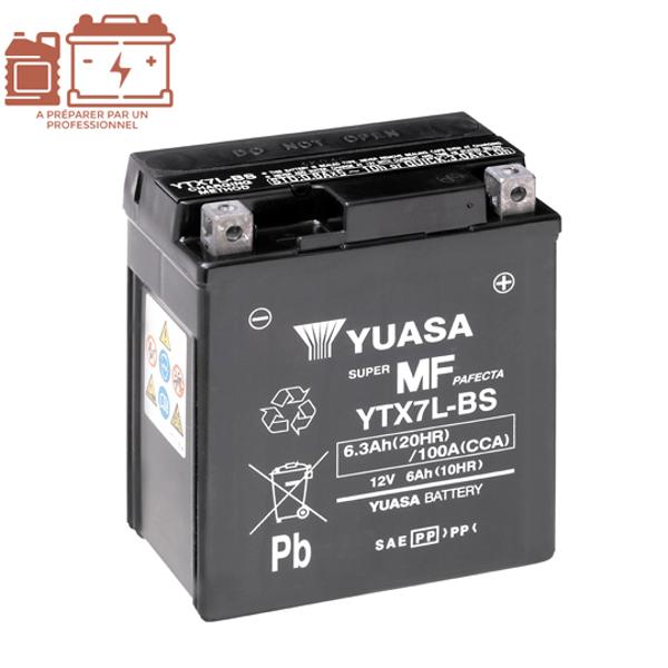 BATTERIE YTX7L-BS YUASA 12V6AH SANS ENTRETIEN (AVEC ACIDE)