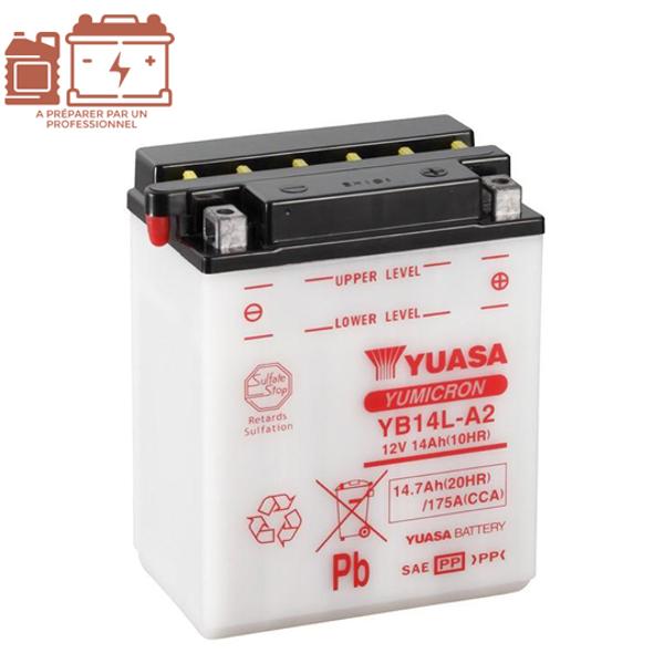 BATTERIE YB14L-A2 YUASA 12V14AH YUMICRON LG136 L91 H168 (SANS ACIDE)