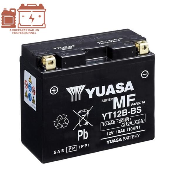 BATTERY YT12B-BS YUASA 12V10Ah - NO MAINTENANCE - WITH ACID