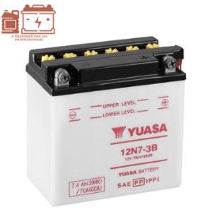 BATTERIE 12N7-3B YUASA 12V7AH  CLASSIC ADAPT. MBK 125 LG135 L75 H LIVREE SANS ACIDE