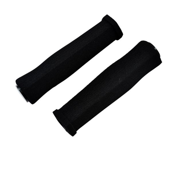 POIGNEE VELO 127MM MOUSSE HEXAGONALE NOIR AVEC BOUCHONS (PR)