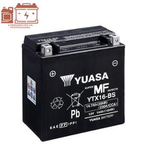 BATTERY YTX16-BS YUASA 12V14Ah - NO MAINTENANCE - WITH ACID