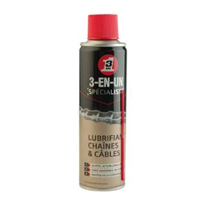 HUILE / LUBRIFIANT 3 EN 1 250ML  CHAINE ET CABLE (AEROSOL) PTFE TEFLON