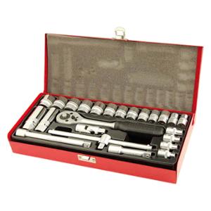 COFFRET DE DOUILLES CHROME / VANADIUM 3 / 8 6 PANS DE 6MM  A 22 MM (24 PIECES)