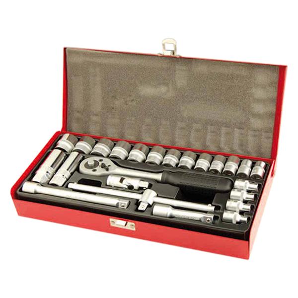 COFFRET DE DOUILLES CHROME / VANADIUM 3 / 8 6 PANS DE 6MM  A 22 MM (24 PIECES)