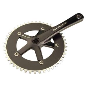 PEDALIER MONO PISTE / FIXIE 46D L165 NOIR (DIAM 130 / AXE CARRE 110.5)
