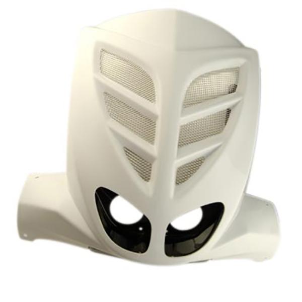 COWLING -FRONT- TWIN HEADLIGHT SCOOTER BCD* XTREME FOR STUNT/SLIDER WHITE + GRID WITH HEADLIGHT