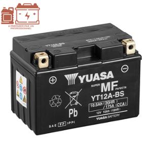 BATTERY YT12A-BS YUASA - NO MAINTENANCE 12V10Ah - WITH ACID