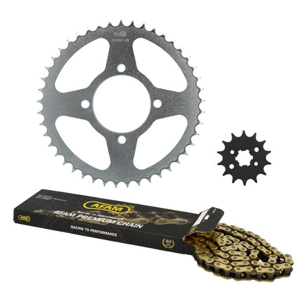 CHAIN KIT AFAM FOR 125  YAMAHA YBR 2007->2014 14X45 118M   - ORIGINAL DEMULTIPLICATION