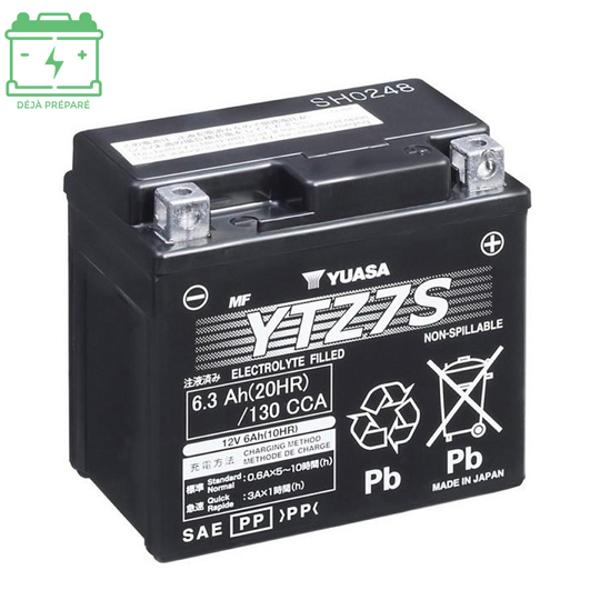 BATTERIE YTZ7S YUASA 12V 6AH SANS ENTRETIEN - GEL ACTIVE USINE