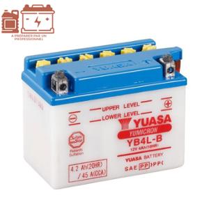 BATTERIE YB4L-B YUASA 12V4AH YUMICRON LG120 L70 H92 (LIVRE AVEC ACIDE)