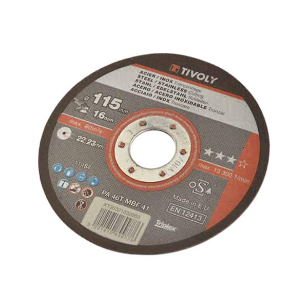 DISQUE MEULEUSE / LAPIDAIRE  TIVOLY A TRONCONNER ACIER ET INOX DIAMETRE 115 EPAISSEUR 1.6 MM