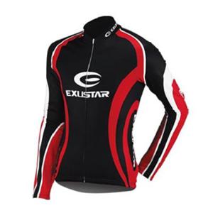 MAILLOT EXUSTAR NOIR / ROUGE / BLANC ML T.  S POCHE ZIP