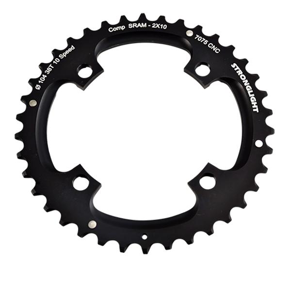 PLATEAU VTT DOUBLE DIAM 104 EXT. 38DTS NOIR 4BR. ALU 7075 STRONG 10V SRAM (PLATEAU FILETE)