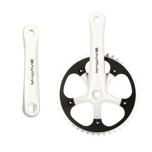 PEDALIER MONO PISTE / FIXIE 46D L165 ALU ARGENT / NOIR (DIAM 130 / AXE CARRE DECALE 110.5)
