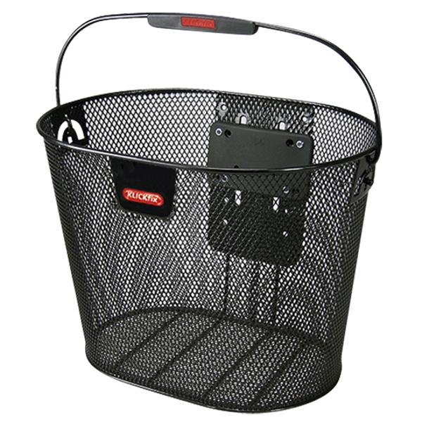 CLIP ON FRONT BASKET STEEL KLICKFIX OVAL + 18L BLACK WITH HANDLE 36x27x25cm  - WITHOUT BRACKET