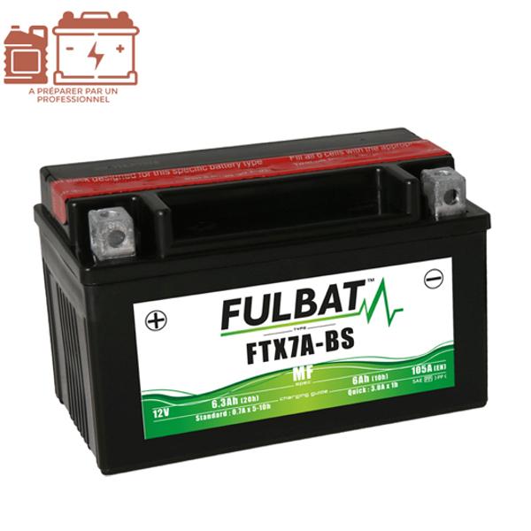 BATTERIE FTX7A-BS FULBAT 12V6AH  LG150 L87 H93 (LIVRE AVEC ACIDE - SANS ENTRETIEN)