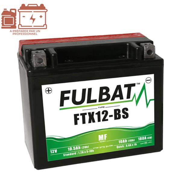BATTERIE FTX12-BS FULBAT 12V10AH LG150 L87 H130 (LIVRE AVEC ACIDE - SANS ENTRETIEN)