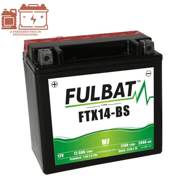 BATTERIE FTX14-BS FULBAT 12V12AH LG150 L87 H145 (LIVRE AVEC ACIDE - SANS ENTRETIEN)