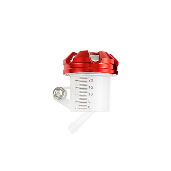 BOCAL / RESERVOIR MAITRE CYLINDRE DE FREIN TUN'R UNIVERSEL BOUCHON ALU ROUGE (SORTIE DESSOUS