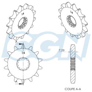 PIGNON MECABOITE B14 TEKNIX ADAPT. AM6 428 14 DTS