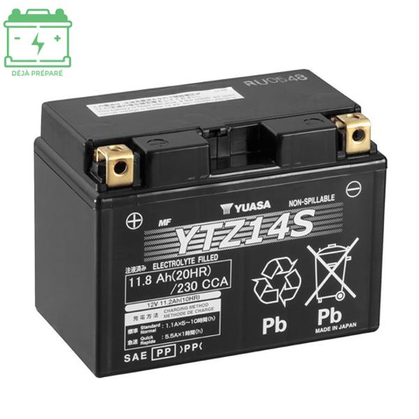 BATTERIE YTZ14S YUASA 12V11.8AH SANS ENTRETIEN - GEL ACTIVE USINE