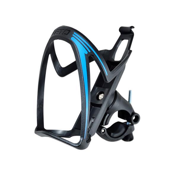 BOTTLE HOLDER BETO BLACK WITH JAW -MOUNTING ON HANDLEBAR OR SADDLE STEM