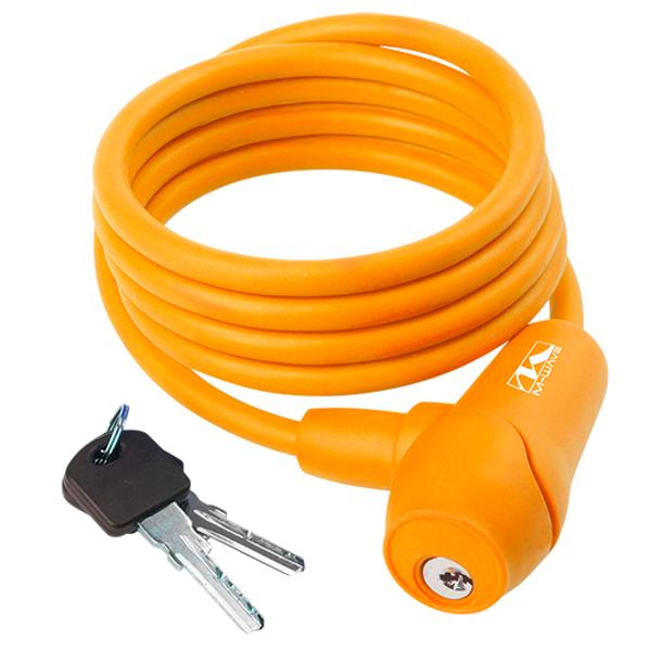 ANTIVOL VELO SPIRAL A CLE D 8 X 1.50M SILICONE ORANGE