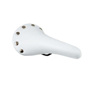 SELLE ROUTE / VILLE IMITATION CUIR BLANC RIVET INOX