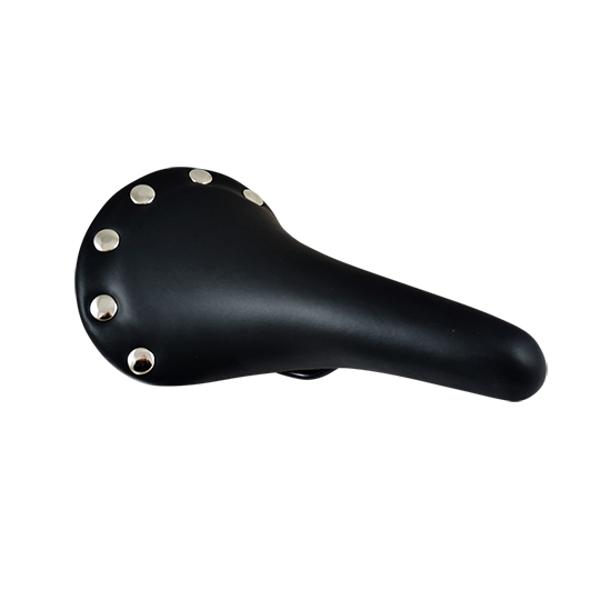 SELLE ROUTE / VILLE IMITATION CUIR NOIR RIVET INOX