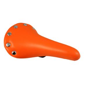SELLE ROUTE / VILLE IMITATION CUIR ORANGE RIVET INOX