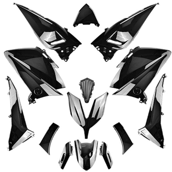 CARROSSERIE / CARENAGE MAXI SCOOTER TUN'R KIT  530 YAMAHA TMAX NOIR 2015->2017 (14 PIECES)