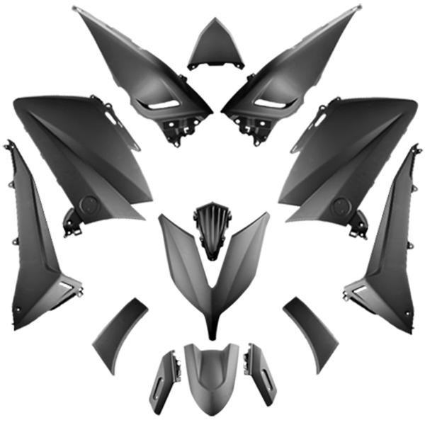 CARROSSERIE / CARENAGE MAXI SCOOTER TUN'R KIT  530 YAMAHA TMAX NOIR MAT 2015->2017 (14 PIECE