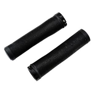 GRIPS BICYCLE OPTIMIZ LOCK ON STRIPPED BLACK RUBBER BLACK 132MM (PAIR)