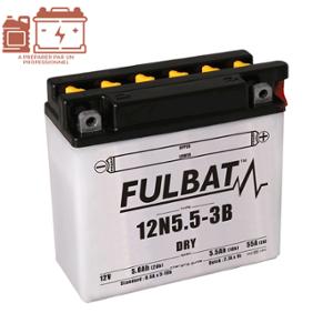 BATTERY 12N5.5-3B FULBAT 12V5.5Ah - W135 L60 H130 (DELIVERED WITH ACID)