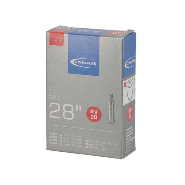 CHAMBRE AIR ROUTE 700X18 / 25 VP SCHWALBE SV20 EXTRA LIGHT VALVE 40MM (OBUS DEMONTABLE)