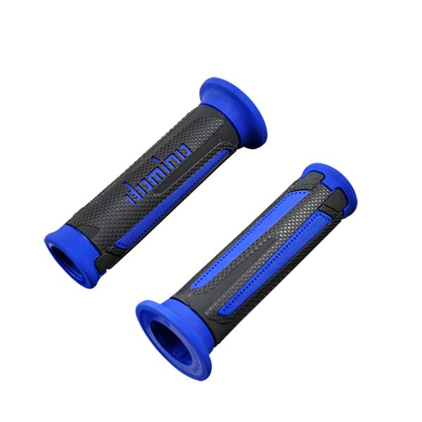 REVESTIM/PUÑO DOMINO A350 TURISMO NEGRO/AZUL (PR) CON ORIFICIO PARA EMBELLECEDOR MANILLAR