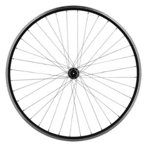 WHEEL -HYBRID- 28 FRONT BLOCKING BLACK MACH1 HUB ER10. SHIMANO QC300 HUB V-BRAKE/DISQUE 36
