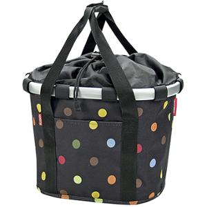 BASKET -FRONT- WITH CLIPS -FOLDABLE FABRIC KLICKFIX SPOTTED BLACK 35X28X26cm 15l (SOLD WITHOUT MOUNTING)