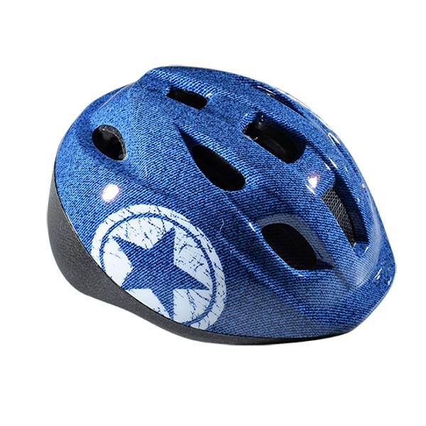 CASQUE ENFANT POLISPORT JUNIOR JEANS BLEU / BLANC AVEC REGLAGE OCCIPITAL 52 / 56